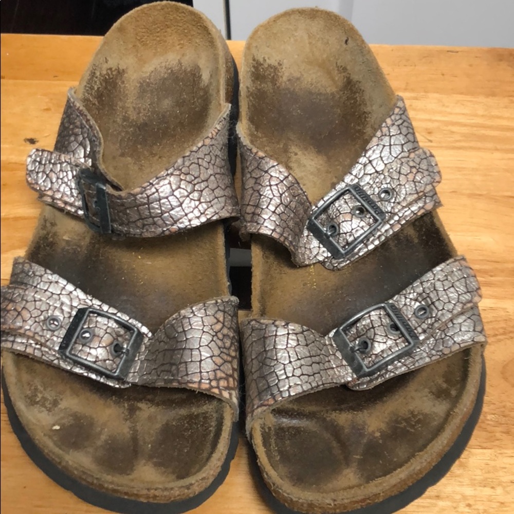 Silver Birkenstocks. Size 37.